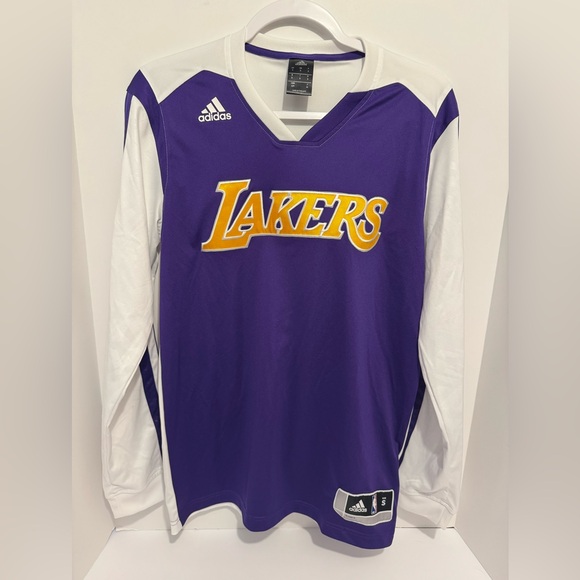 NBA LA Lakers Men’s Shooting Shirt Long Sleeve V-Neck Size S Adidas